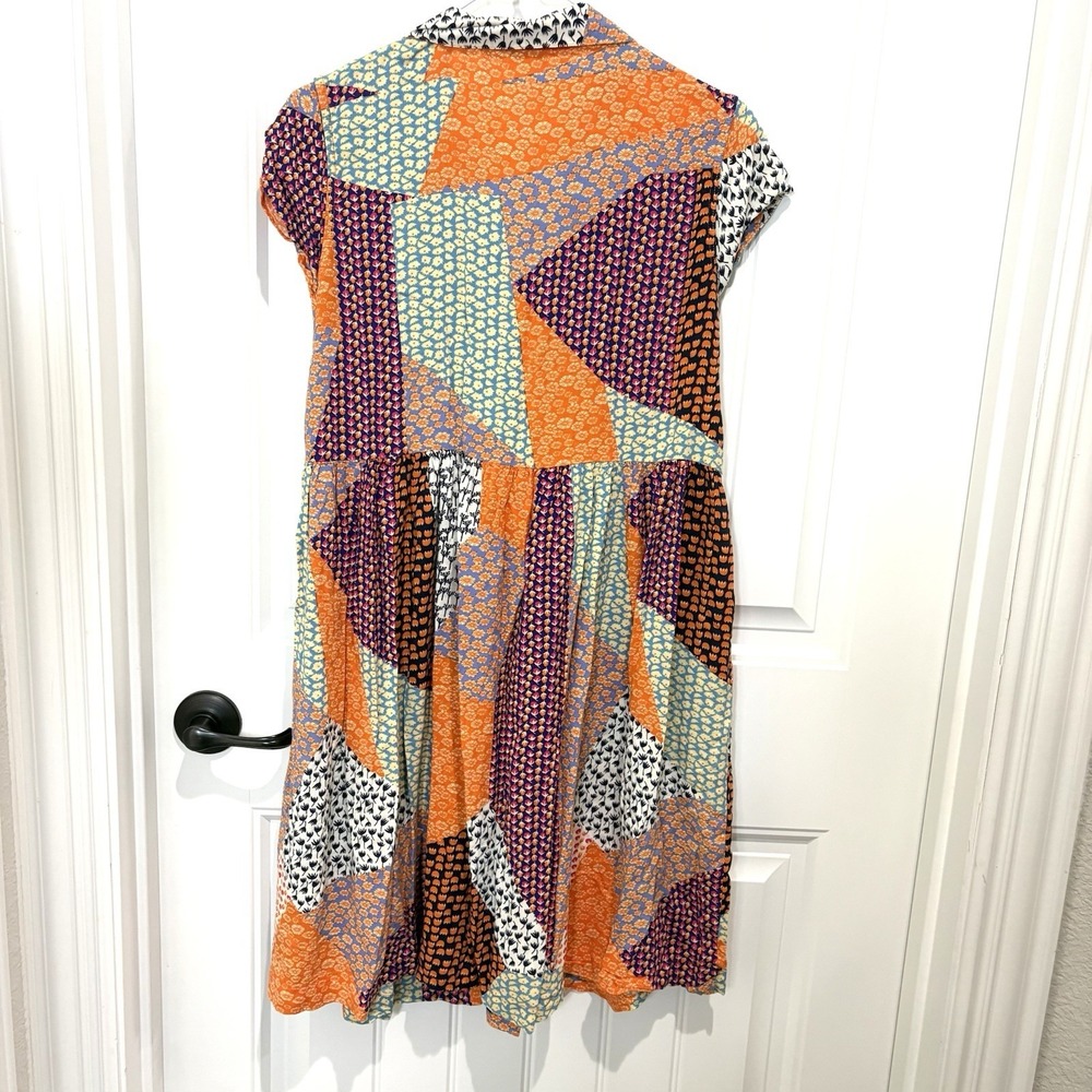 Women's Boho Bohemian Patchwork Babydoll Dress Size XL Shirtdress Cottagecore - Picture 2 of 8